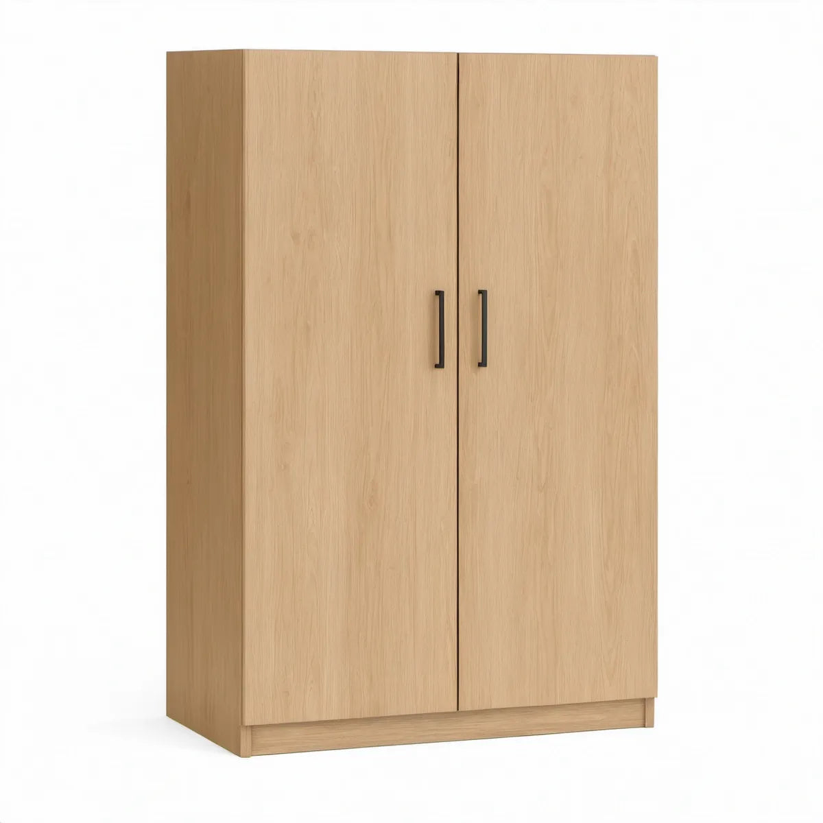 2-Door Wardrobe Armoire, 31.5 x 19.7 x 70.9 in., Natural Oak with Black Handles
