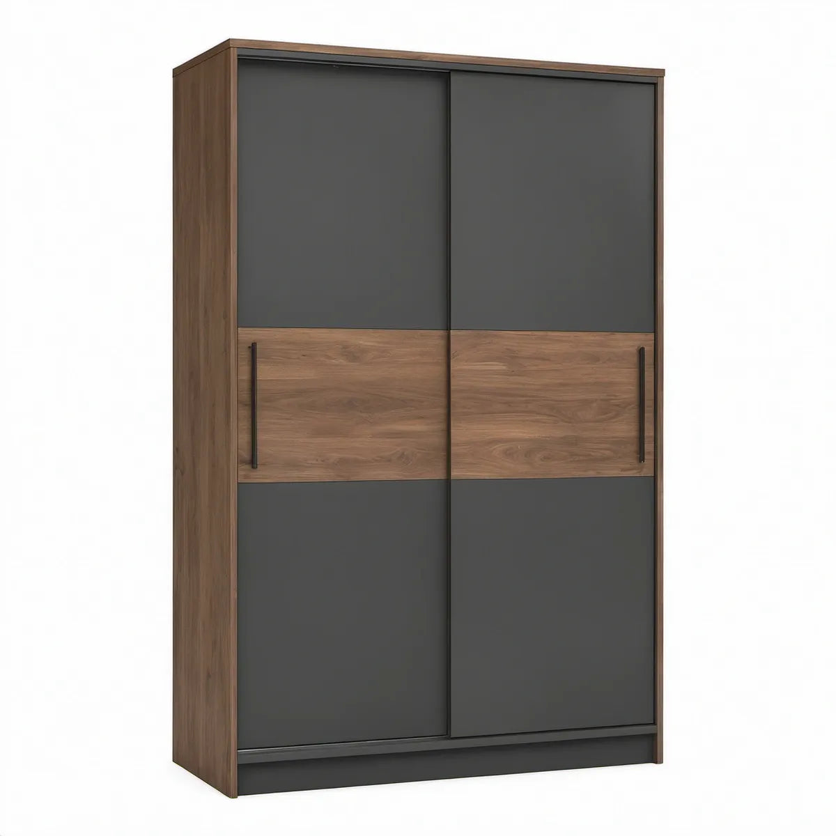 47.2 x 23.6 x 78.7 in Sliding Door Wardrobe, Walnut and Charcoal Gray